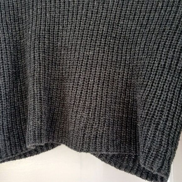 Forever 21 Women's Crop Top Lace-Up Back Sweater Black/Grey Knit Long Sleeves SM - Picture 9 of 10